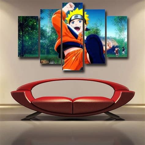 Lively Kid Naruto Uzumaki Fan Art 5pcs Wall Art Decor Canvas Naruto