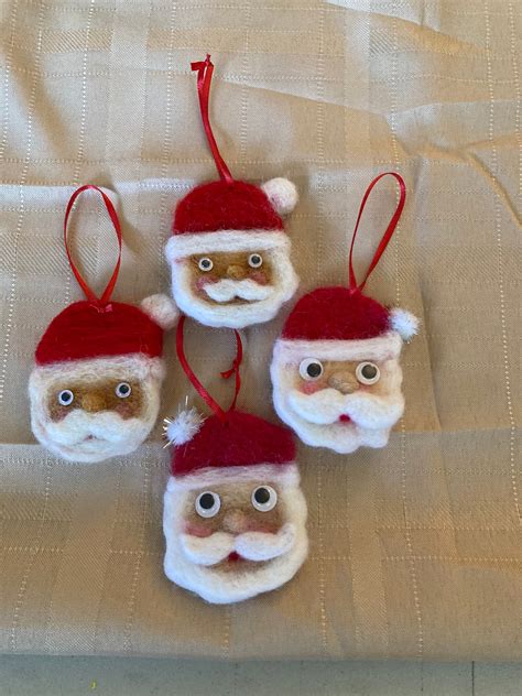 Assorted Needle Felted Christmas Ornaments Set Of 4 Etsy
