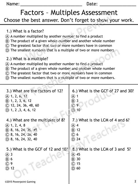 Factors Multiples And Primes Worksheet Tes Free Printable