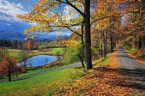 Fall Landscape Photograph Cloudland Road Woodstock Vermont By T S