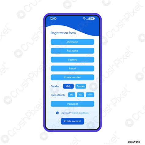 Registration Form Smartphone Interface Vector Template Stock Vector