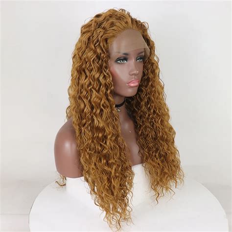 Fantasy Beauty Honey Blonde Lace Front Wig Loose Curly Heat Safe Fiber