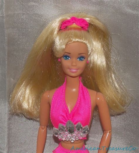 90s barbie platinum blonde super jointed doll superstar face in hot pink bikini