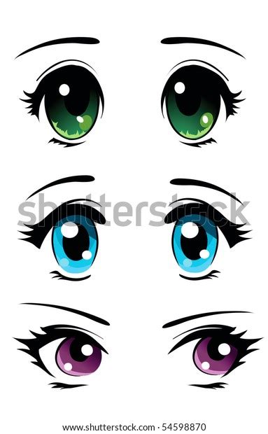 Set Cartoon Anime Eyes Stock Vector Royalty Free 54598870