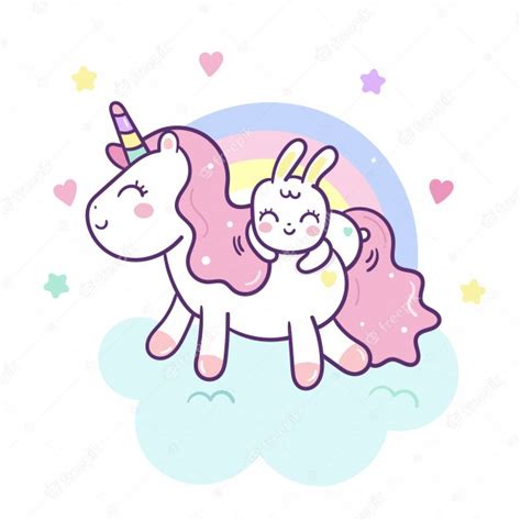 Premium Vector Cute Unicorn Vector And Bunny Rabbit Cartoon