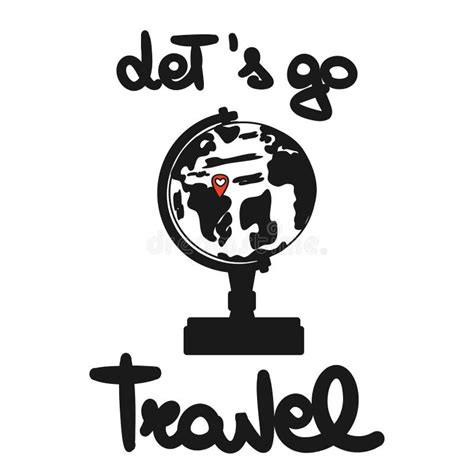 Cute Hand Drawn Lettering Let S Go Travel Quote Vector Card Stock