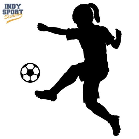 Soccer Player Girl Silhouette Kicking Ball Decal Or