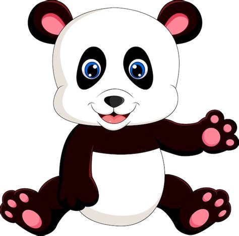 Panda De Dibujos Animados Lindo Comiendo Bambú Vector Premium