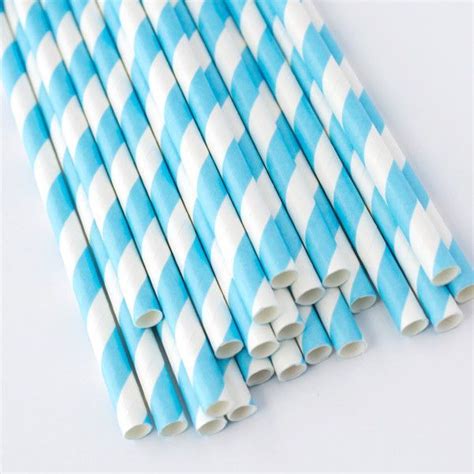 Striped Paper Straws Sky Blue Stripe Paper Straws Paper Straws Paper