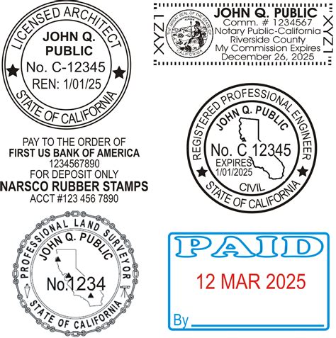 Architect Engineer Bank Stamps