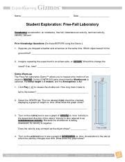 A thousand needles quest (group). Student Exploration- Free-Fall Laboratory (ANSWER KEY).docx - Student Exploration Free-Fall ...