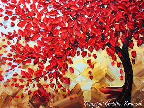 Cherished Custom Original Abstract Red Tree Painting Textured Tree Of