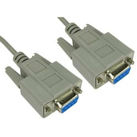 2m Rs232 Lead Serial Null Modem Cable Db9 Female Db9f 9 Pin To 9 Pin