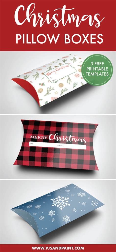 Free Printable Christmas Pillow Boxes T Card Holder 3 Design