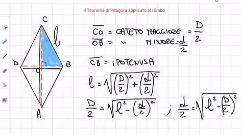 Il Teorema Di Pitagora Applicato Al Rombo Youtube