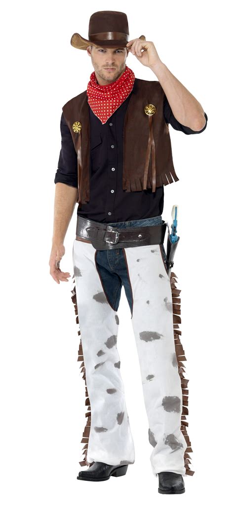 Cowboy Costume Mens Western Wild West Chaps Fancy Dress Adult Outfit