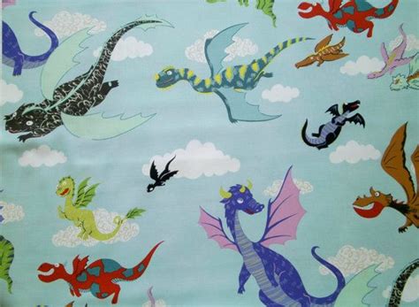 05 M Printed Cotton Fabric The Dragons 115 Cm W By Freuleinstephi