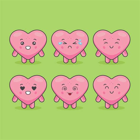 Cute Heart Characters With Various Expressions 1105631 Vector Art At