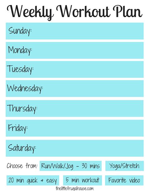 Weekly Workout Plan - Free Workout Planner Printable - The Little ...