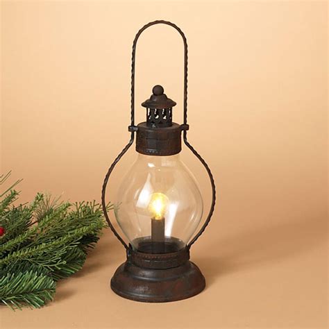 Gerson 30784 13 Led Battery Operated Metal And Glass Antique Lantern