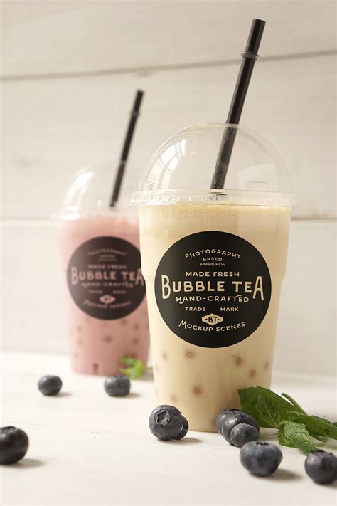 bubble tea branding psd mockup  behance