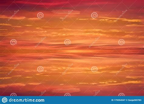 Gold Sunset Reflection At Sea Tropical Sky Yellow Clouds Skyline