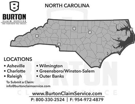 North Carolina Coverage Map Burton Claim Services