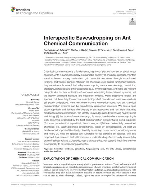 Pdf Interspecific Eavesdropping On Ant Chemical Communication