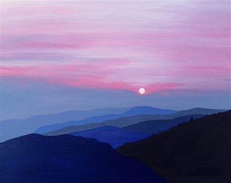 Purple Mountains Landscape Pink Sky Sunset Clouds