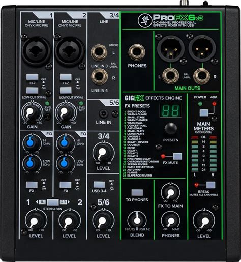 Mackie Profx6v3 6 Channel Mixer With Effects And Usb Interface Music