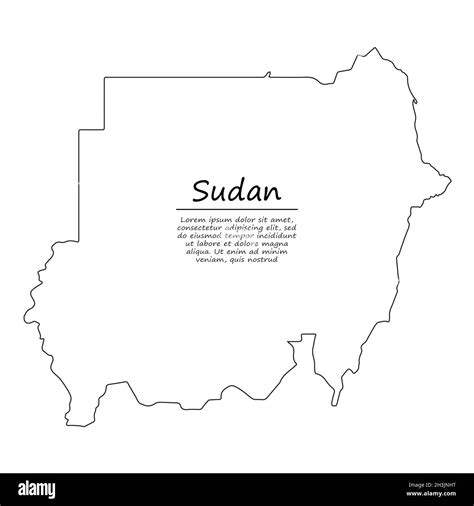Simple Outline Map Of Sudan Vector Silhouette In Sketch Line Style