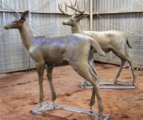 Large Bronze Outdoor Life Size Whitetail Deer Statues