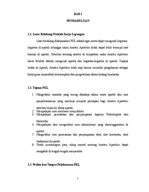 Contoh Latar Belakang Laporan Pkl Smk Farmasi Kumpulan Contoh Laporan