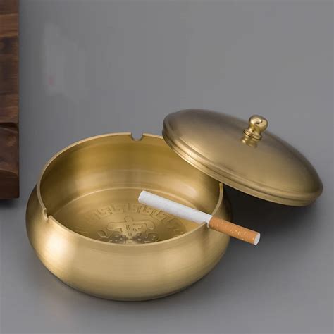 Unique Luxury Pure Copper Making Ashtray Exquisite Handmade Gold Copper