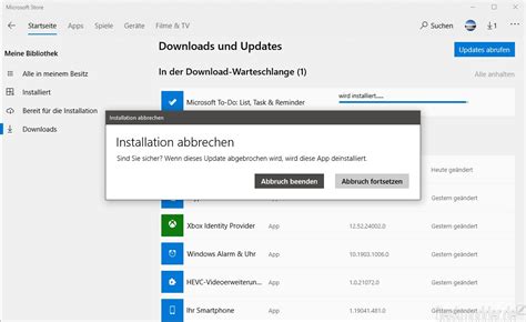 Microsoft Store App Mit Neuem Popup Fenster Für Einen Update Abbruch
