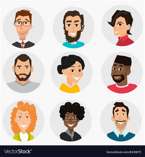Faces Set People Avatars Collection Royalty Free Vector