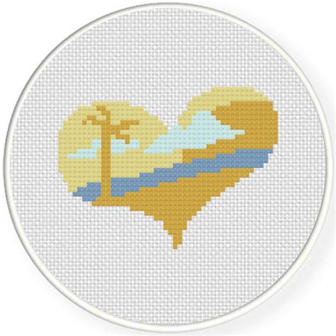 Ocean beach sunset cross stitch pattern pdf instant | etsy. I heart Beach Cross Stitch Pattern - Daily Cross Stitch