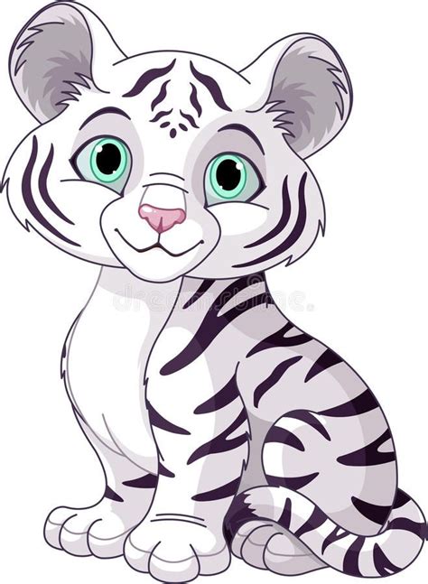 Photo About Illustration Of Cute White Tiger Cub Illustration Of Wild