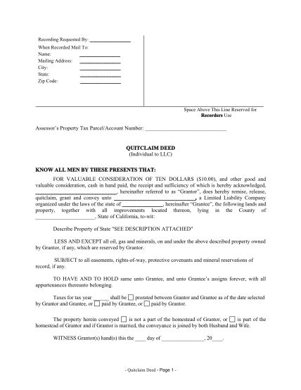 76 Example Of A Quit Claim Deed Completed Page 2 Free To Edit