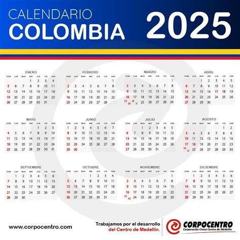 Calendario 2025 Colombia Con Días Festivos Centrópolis