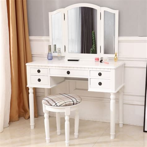 Vanity Sets With Mirror And Bench Makeup Vanity Table Set Upgrade