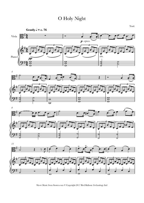 O Holy Night Sheet Music For Viola