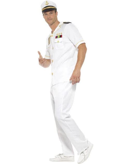 White Sea Ship Captain Costume Mens Navy Captain Uniform Dress Up