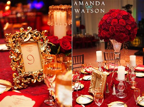 No matter which way you choose to use it, use only the highest quality linens from www.cvlinens.com. Persian, red and gold wedding | Gold wedding decorations, Gold wedding theme, Red gold wedding