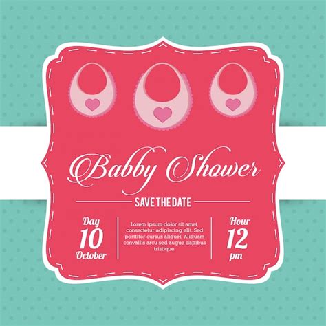 Babero De Tarjeta De Baby Shower Vector Premium