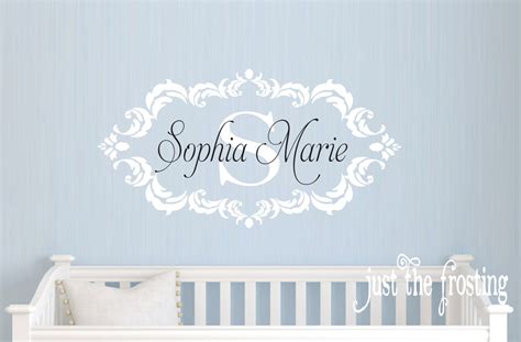Name Vinyl Wall Decal Shabby Chic Damask Personalized