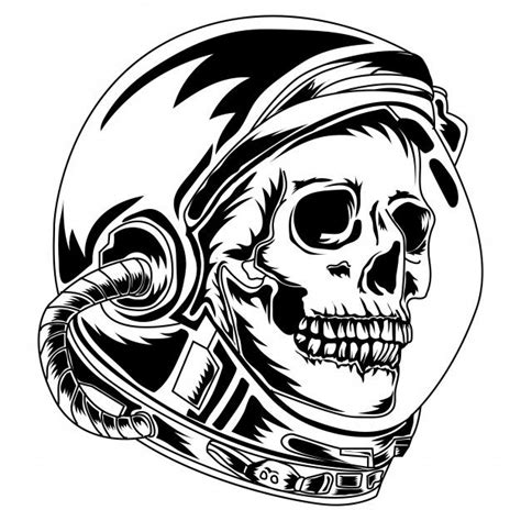 Premium Vector Astronaut Skull Skull Art Drawing Skulls Drawing