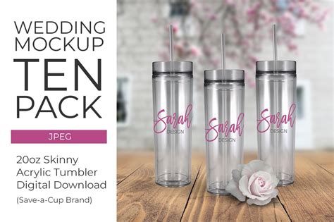 wedding skinny acrylic tumbler  pk product mockups creative market