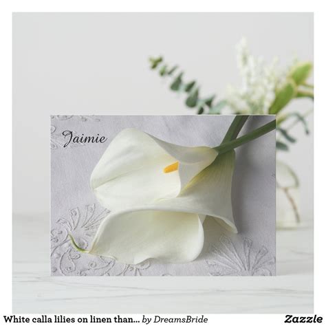 White Calla Lilies On Linen Thanks Maid Of Honor Announcement Zazzle