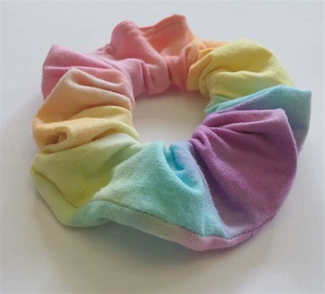Pastel Rainbow Tie Dye Scrunchie Handmade Rainbow Scrunchie Hair